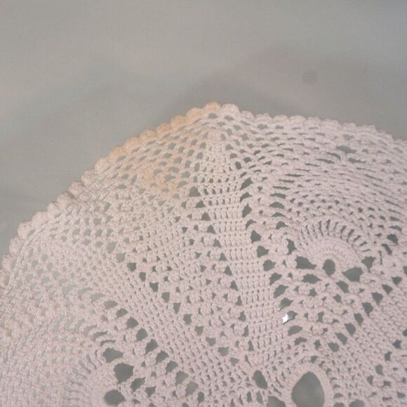 Small Crocheted Doily White 13" Diameter Handmade FLAW - Picture 5 of 6